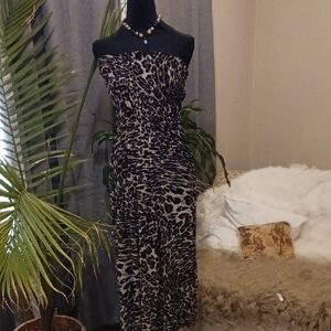 Leopard Print Strapless Dress